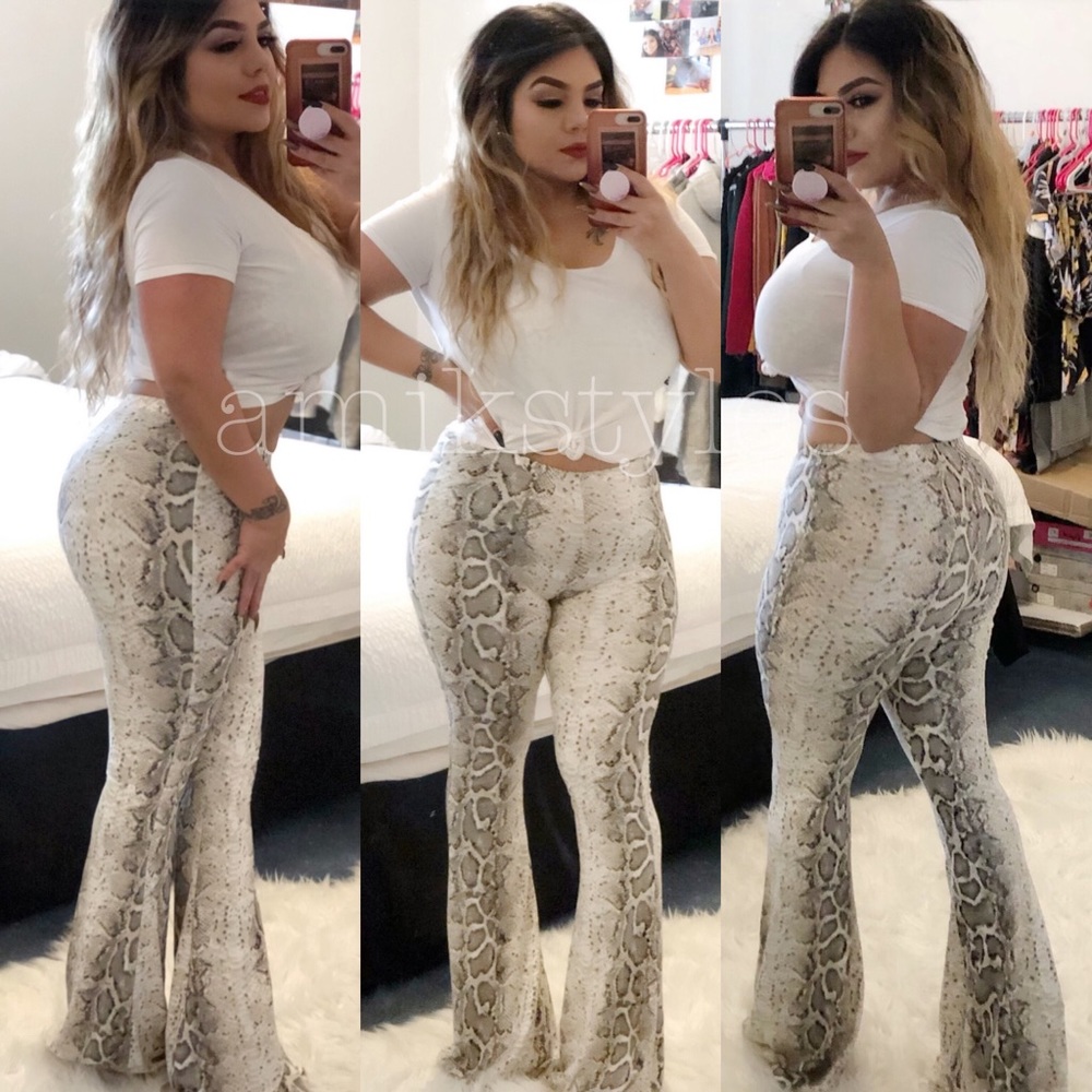 Snake print bell bottoms